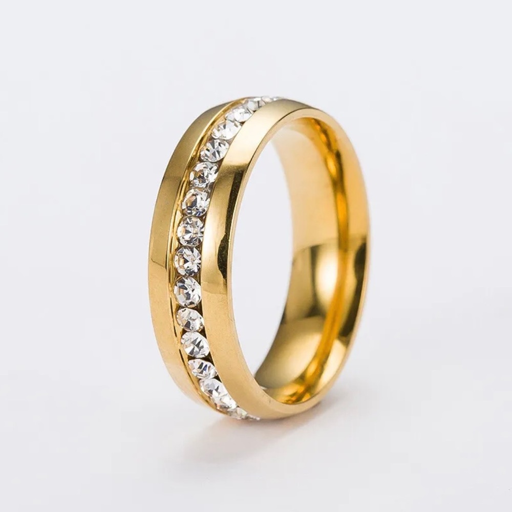 ✨Stainless Steel cubic zirconia ring women men titanium ring gold silver